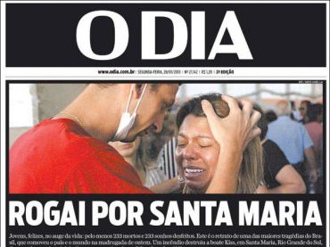 Foto: La tragedia de Santa María en la prensa brasileña